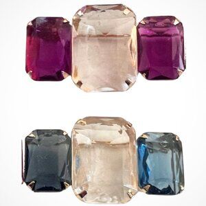 RARE 1985 Bold Avon Fashion Facets Brooch—Simulated Amethyst and Sapphire - NIB